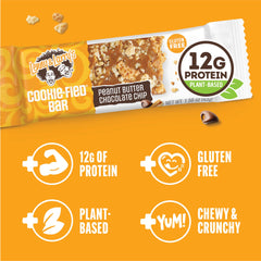 Lenny & Larry's close-up of chocolate chips and chopped peanuts, adds crunchy flavor