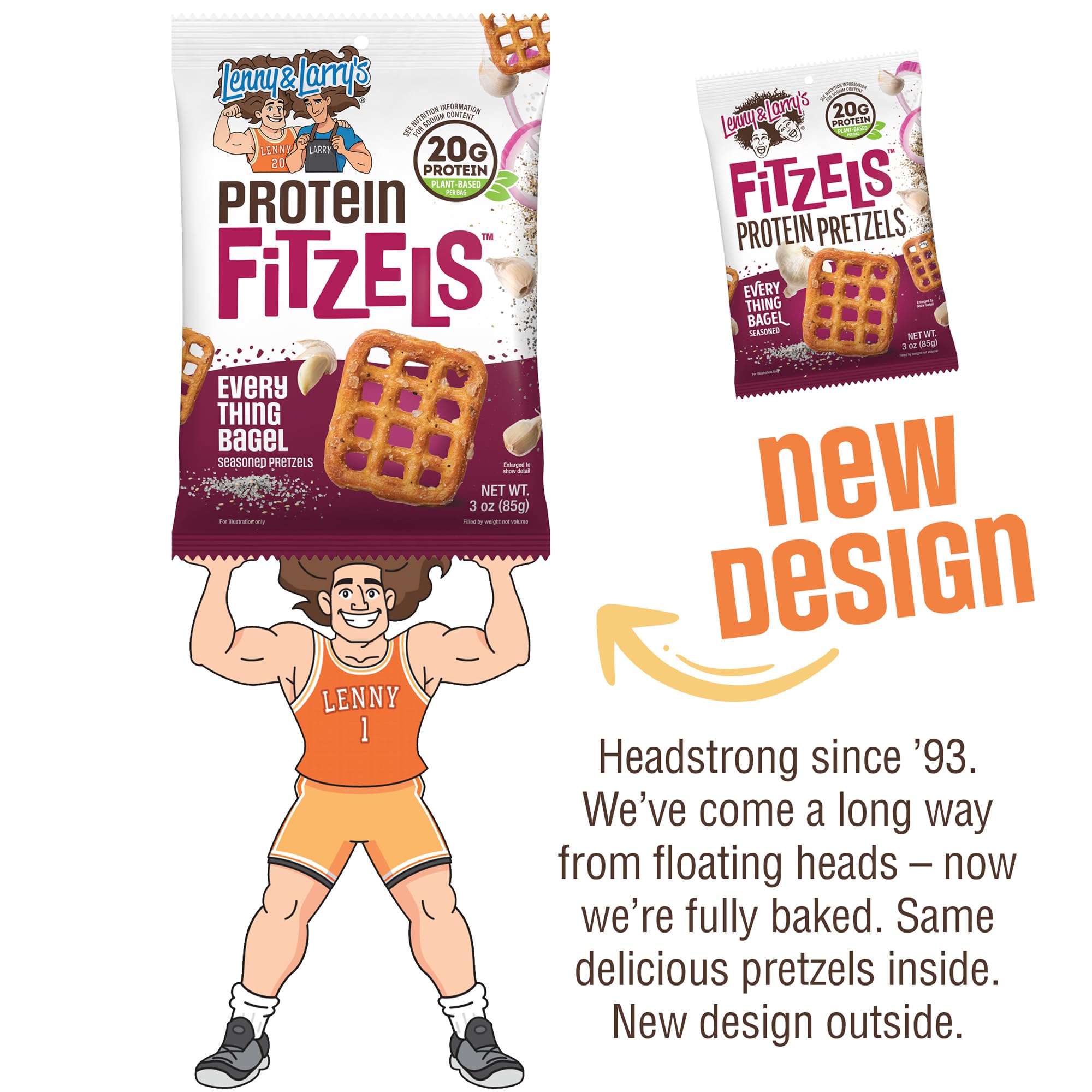 Lenny & Larry's single 3 oz FITZELS bag open for grab-and-go protein convenience