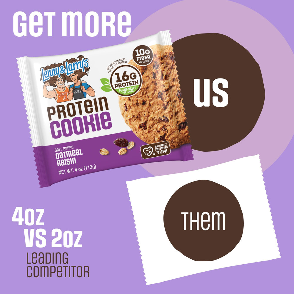 Lenny & Larry's cookie held in hand to demonstrate size and portability