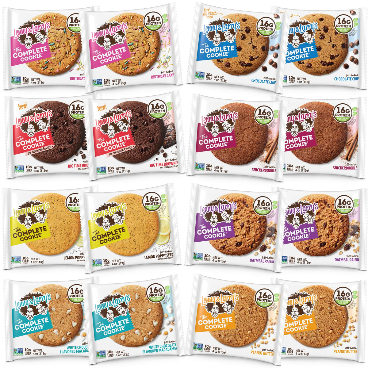 Lenny & Larry's front box showing variety pack and branding for quick choice
