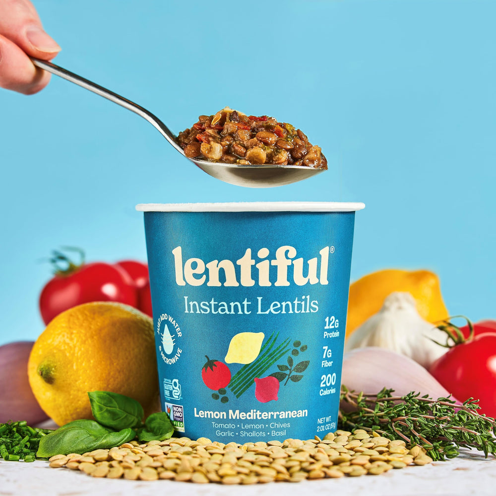 Lentiful served in a bowl with greens showing versatile meal use
