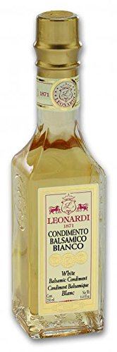 Leonardi white balsamic front bottle showing label and clear pale color for bright finishes