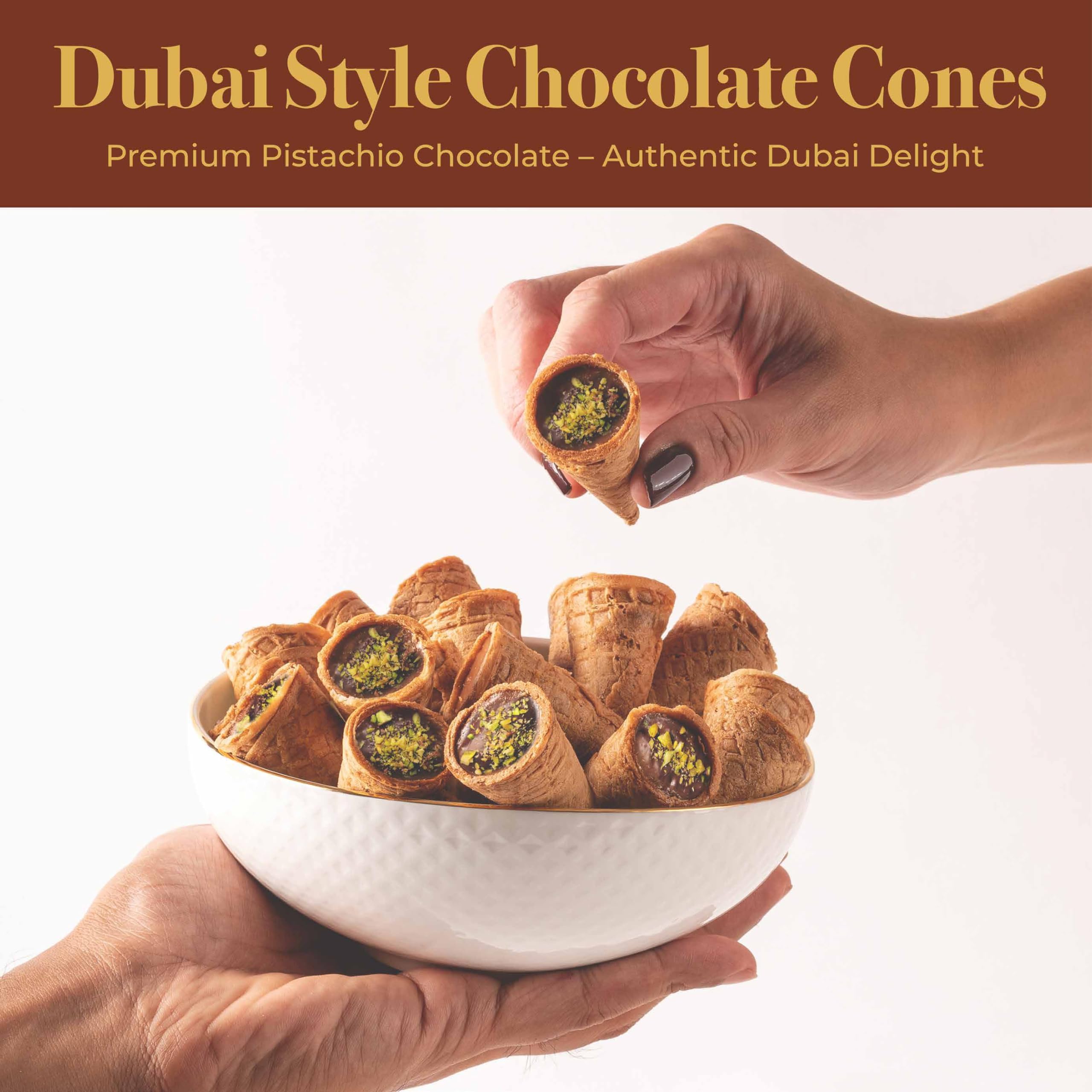 Leonessa cone held in hand to show scale and portable portion ideal for gifting or snacking