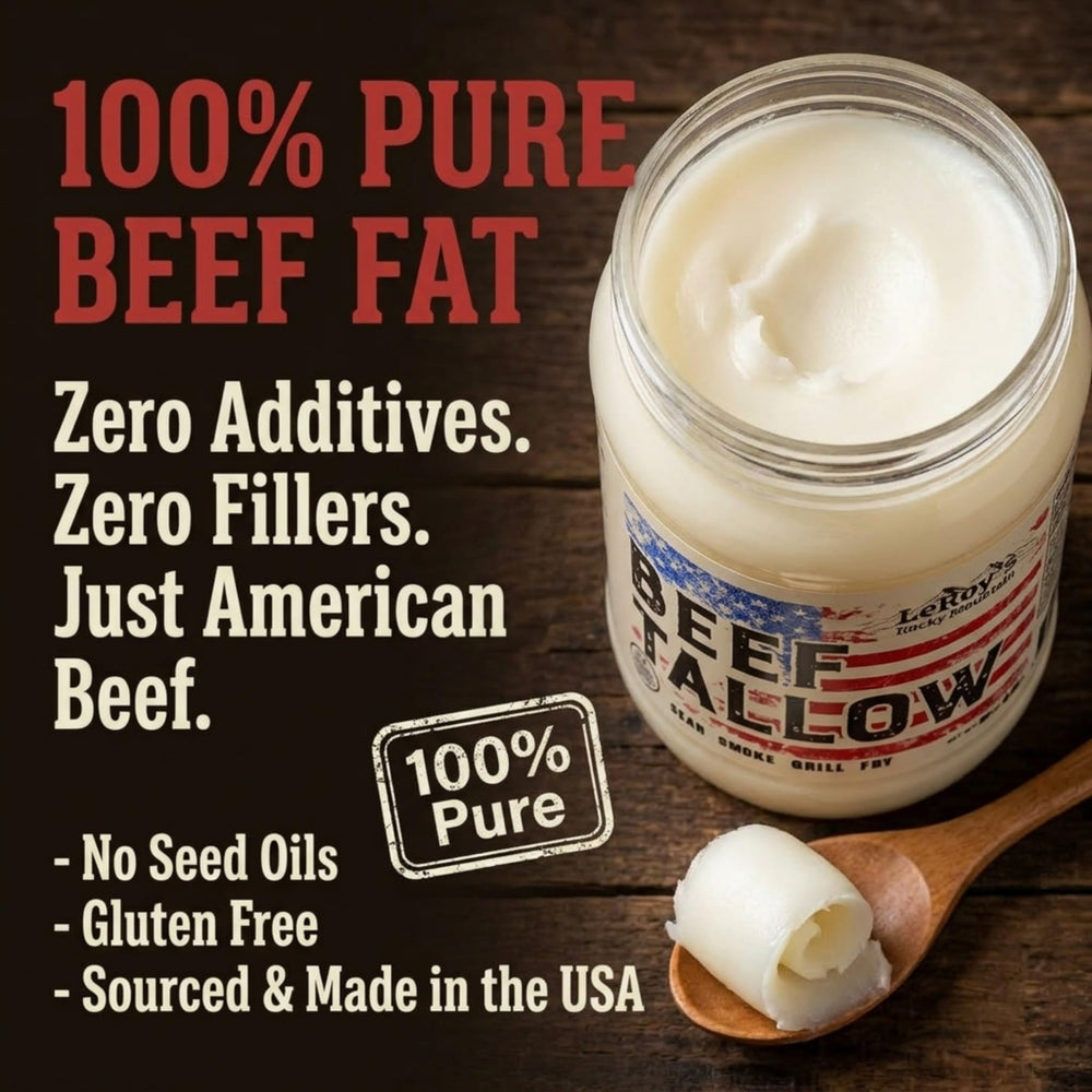 LeRoy's Rocky Mountain close-up creamy tallow texture highlighting purity and consistency