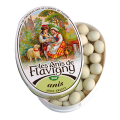 Les Anis de Flavigny candy close-up revealing single anise seed center for authentic flavor