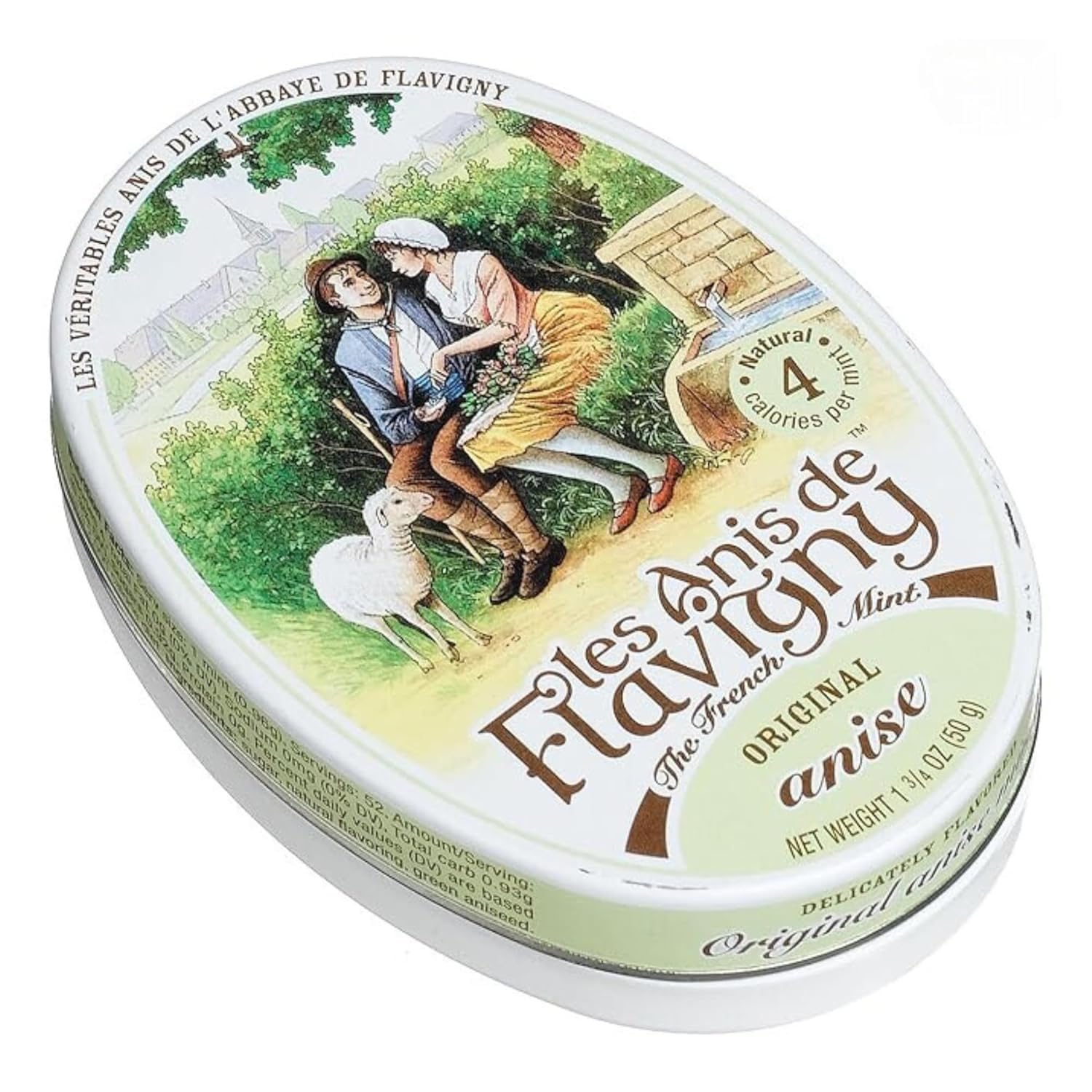 Les Anis de Flavigny open tin with candies visible, convenient portion benefit