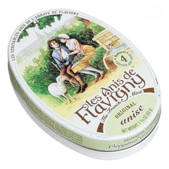 Les Anis de Flavigny open tin with sugar-coated drops ready to enjoy