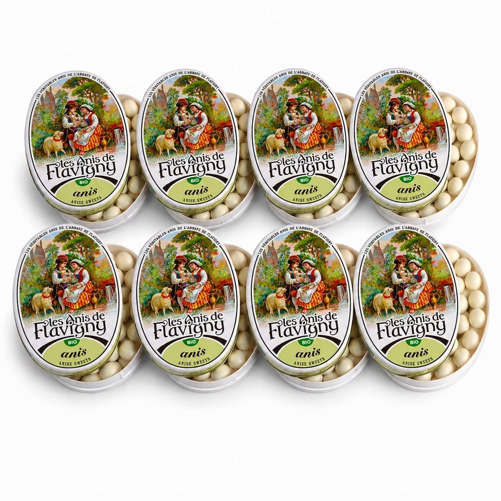 Les Anis de Flavigny tin front view showing collectible packaging and easy gifting
