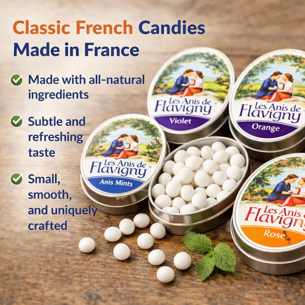 Les Anis de Flavigny tin in hand for scale, portable and travel-friendly convenience