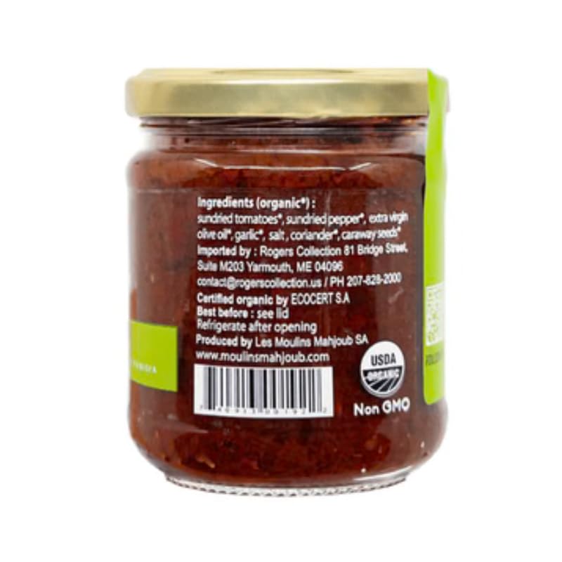 Les Moulins Mahjoub close-up texture of harissa spread showing olive oil sheen and rich consistency