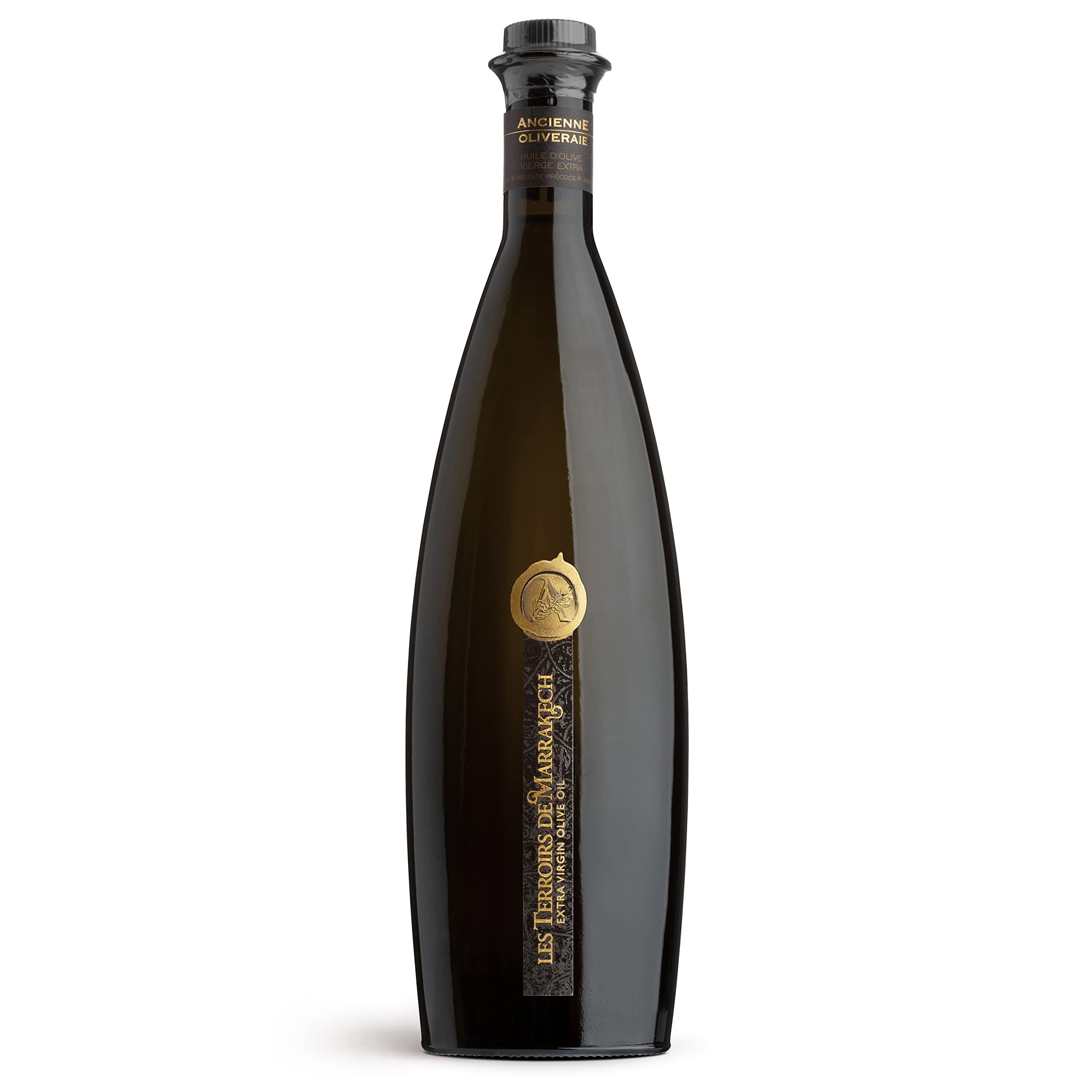 Les Terroirs de Marrakech front bottle showing elegant glass and label, conveys premium gifting