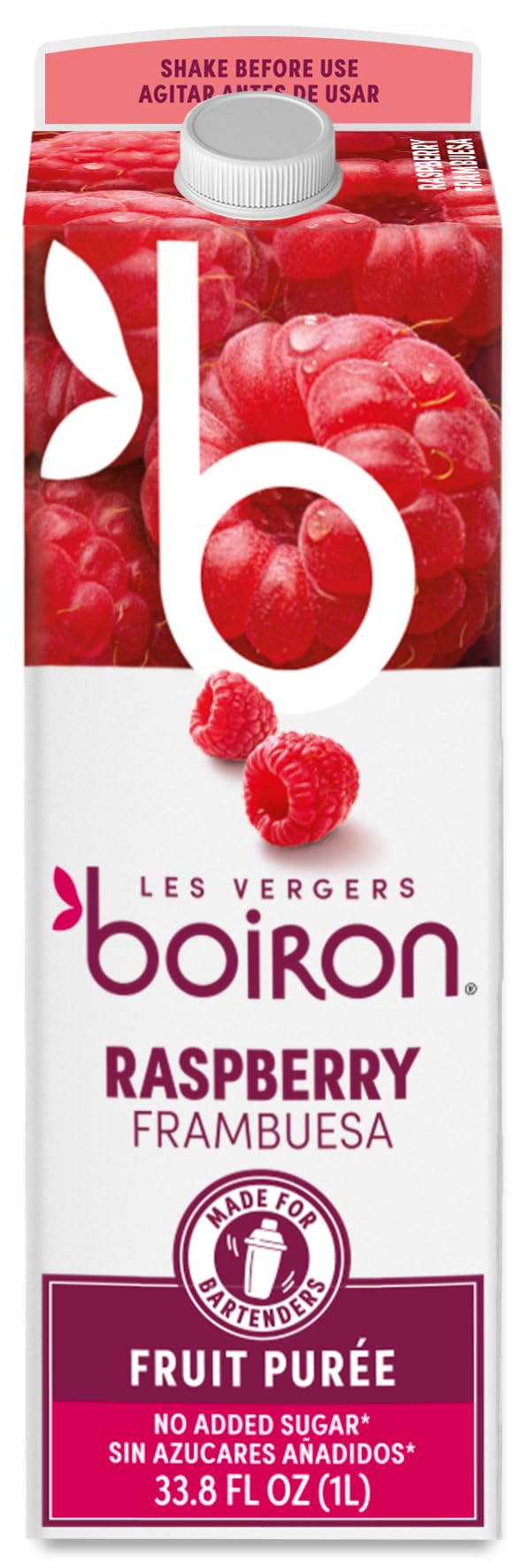 Les Vergers Boiron carton front view showing product and benefit of consistent flavor