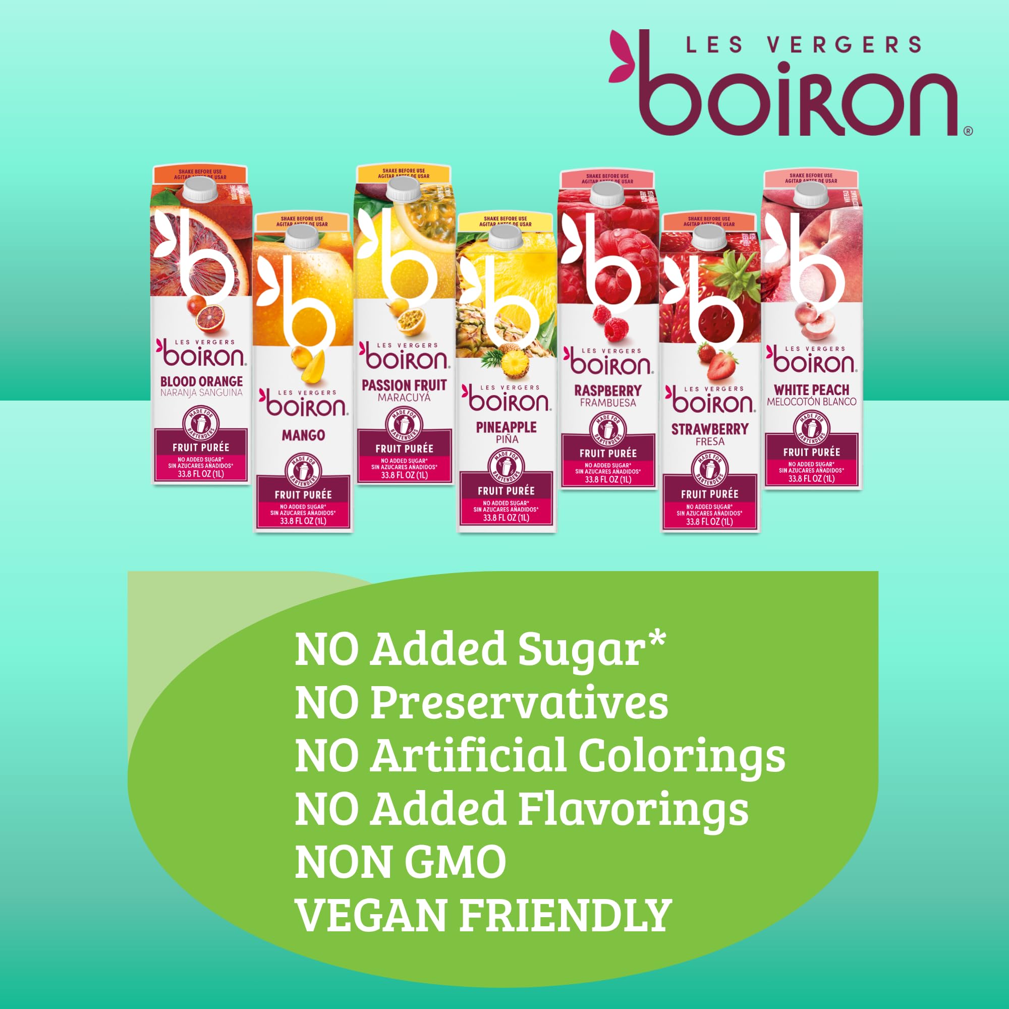 Les Vergers Boiron side label and nutrition panel for professional ingredient transparency