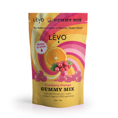 LEVO close-up of cranberry orange gummy powder texture for easy mixing
