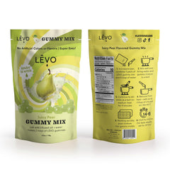 finished LĒVO Juicy Pear gummies on plate showcasing bright fruit flavor