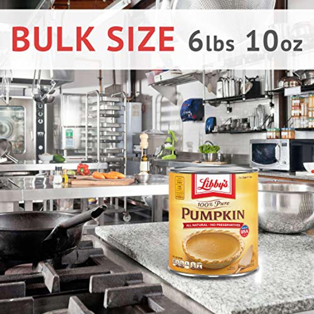 Libby's pumpkin in commercial kitchen, bulk size supports high-volume cooking
