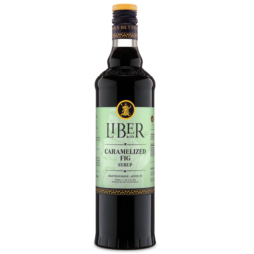 Liber & Co. caramelized fig syrup front bottle image showing product and label for easy identification