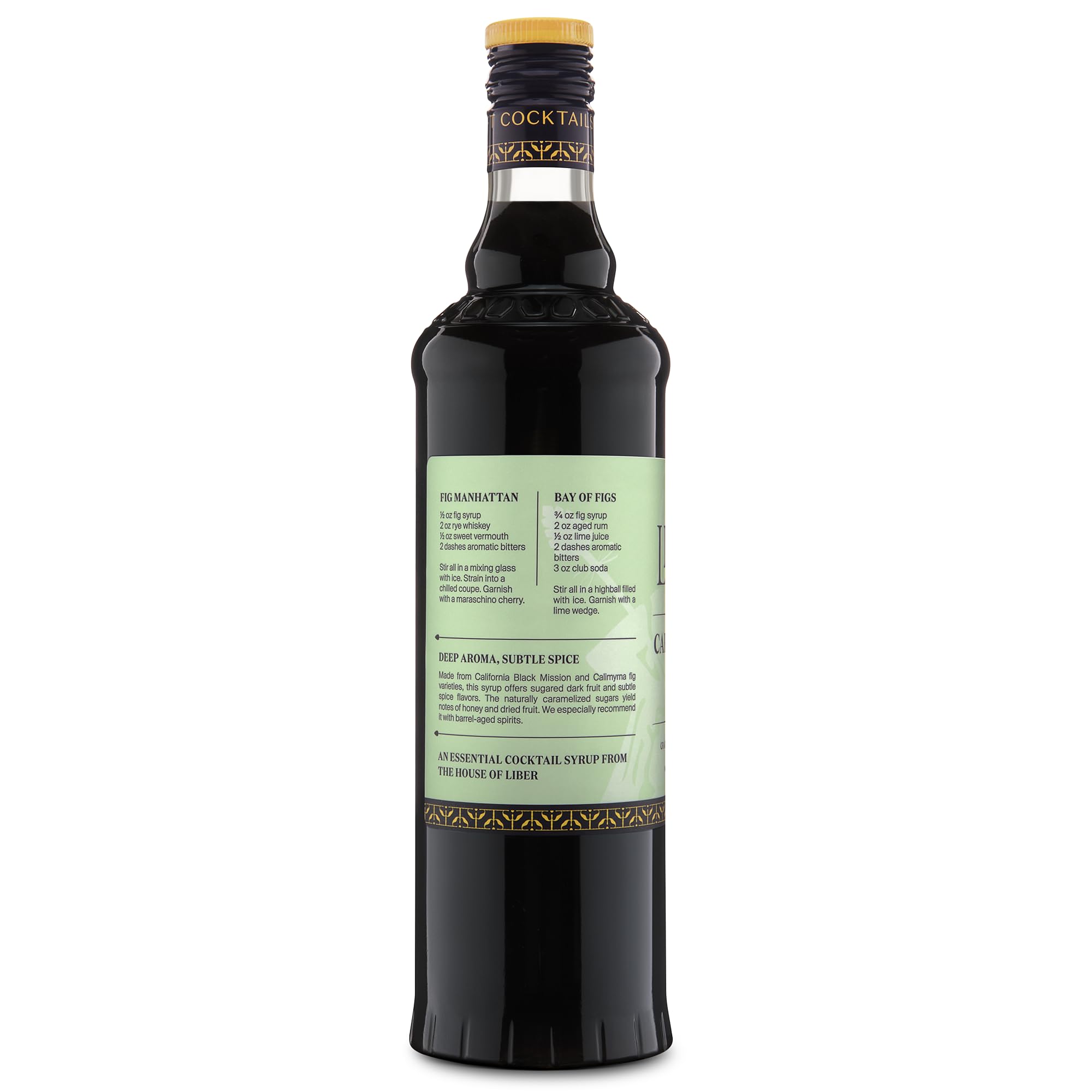 Detailed view of Liber & Co. label and ingredients conveying artisanal fig blend and quality sourcing
