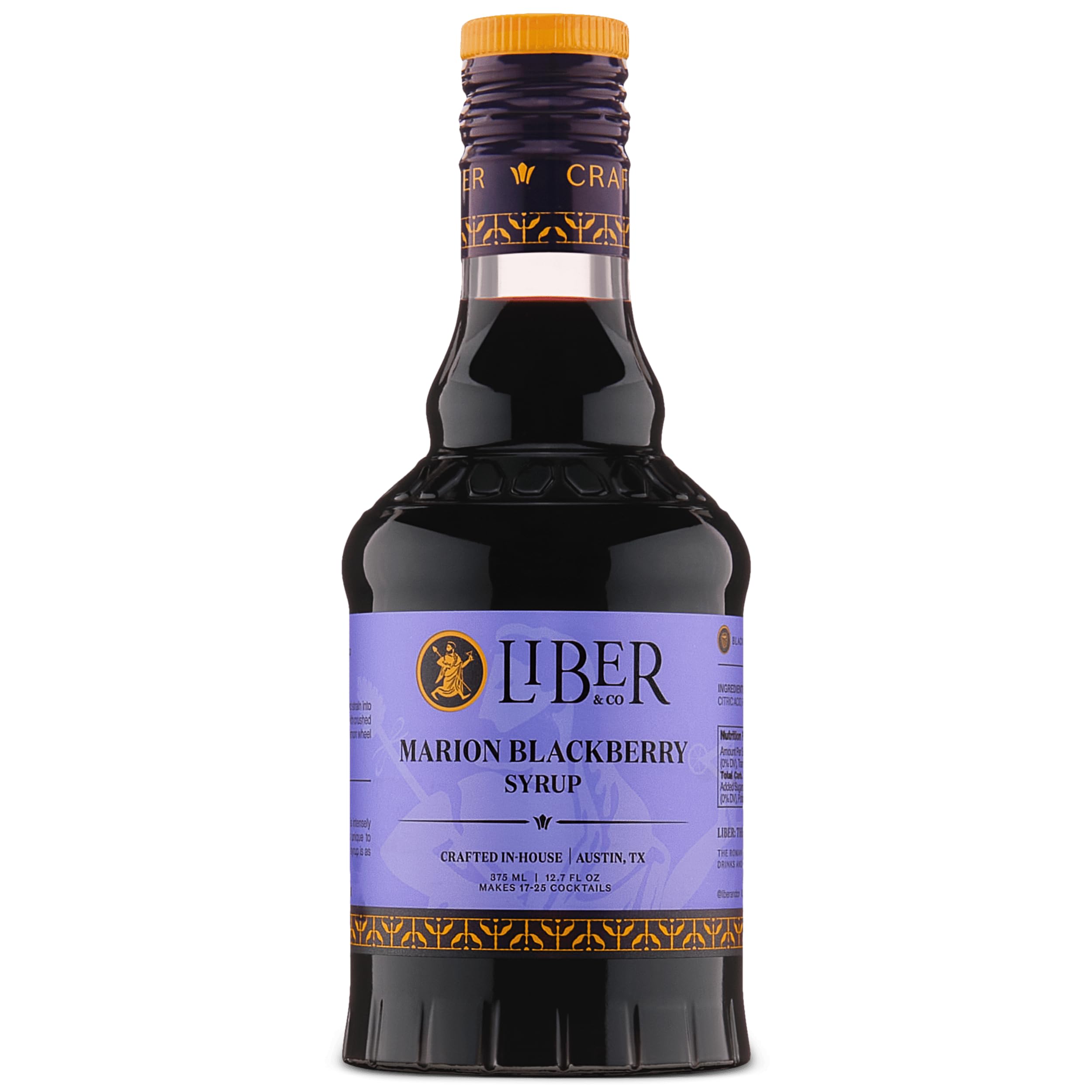 Liber & Co. marion blackberry syrup bottle front showing rich color and premium look