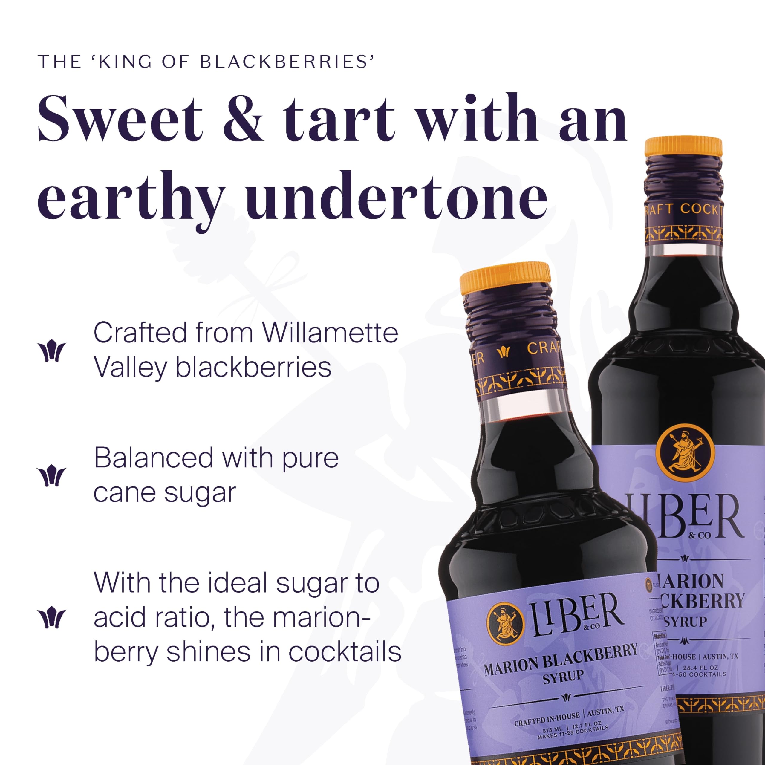 Close-up of Liber & Co. label highlighting marionberry origin and ingredient clarity