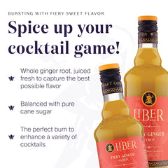 Liber & Co. label close-up highlighting organic Peruvian ginger juice source