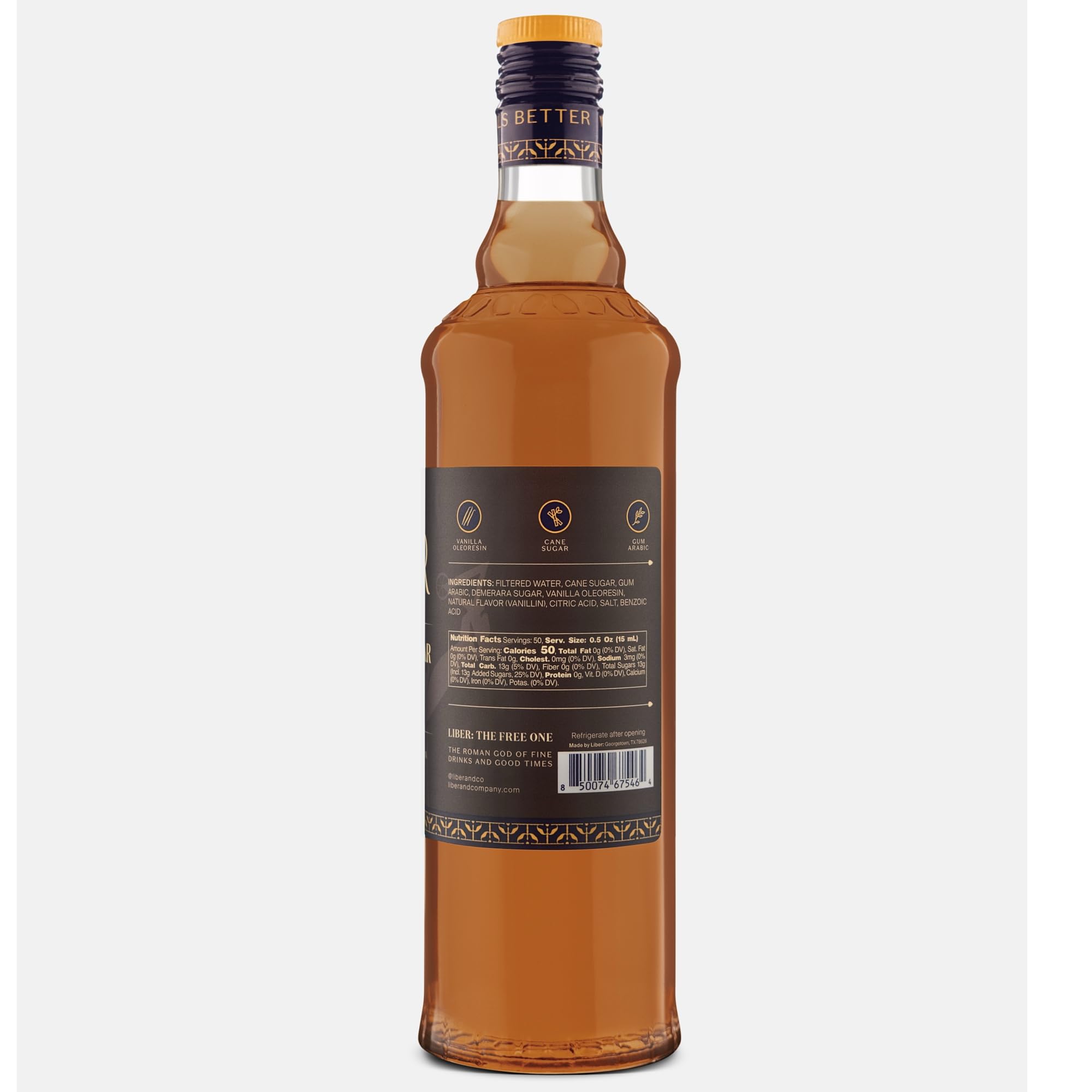Label close-up of Liber & Co. vanilla ingredient and Madagascar origin benefit