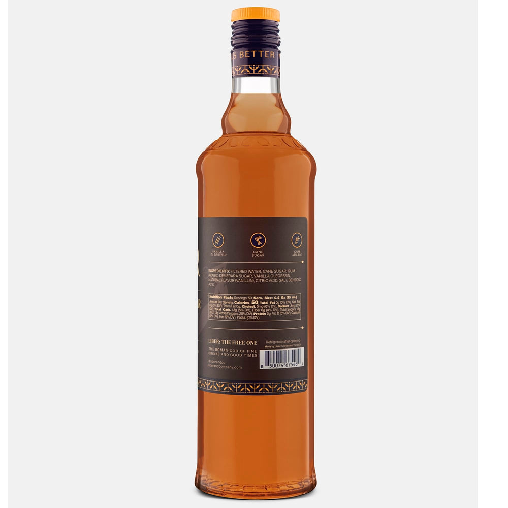 Label close-up of Liber & Co. vanilla ingredient and Madagascar origin benefit