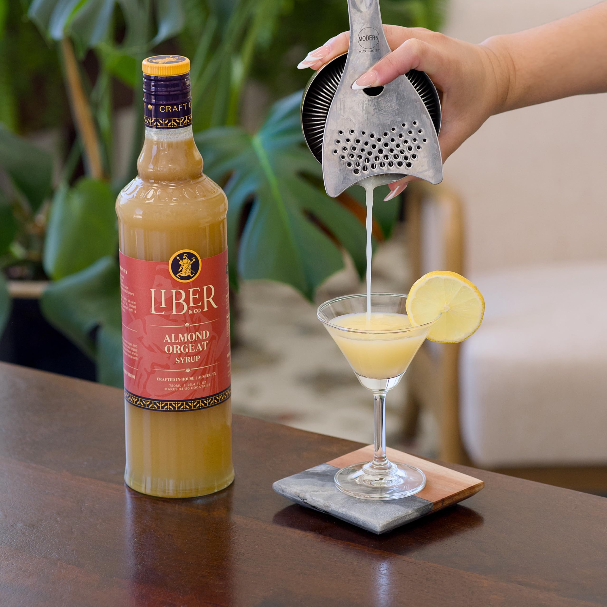 Liber & Co. used in a Mai Tai glass highlighting cocktail-ready flavor benefit