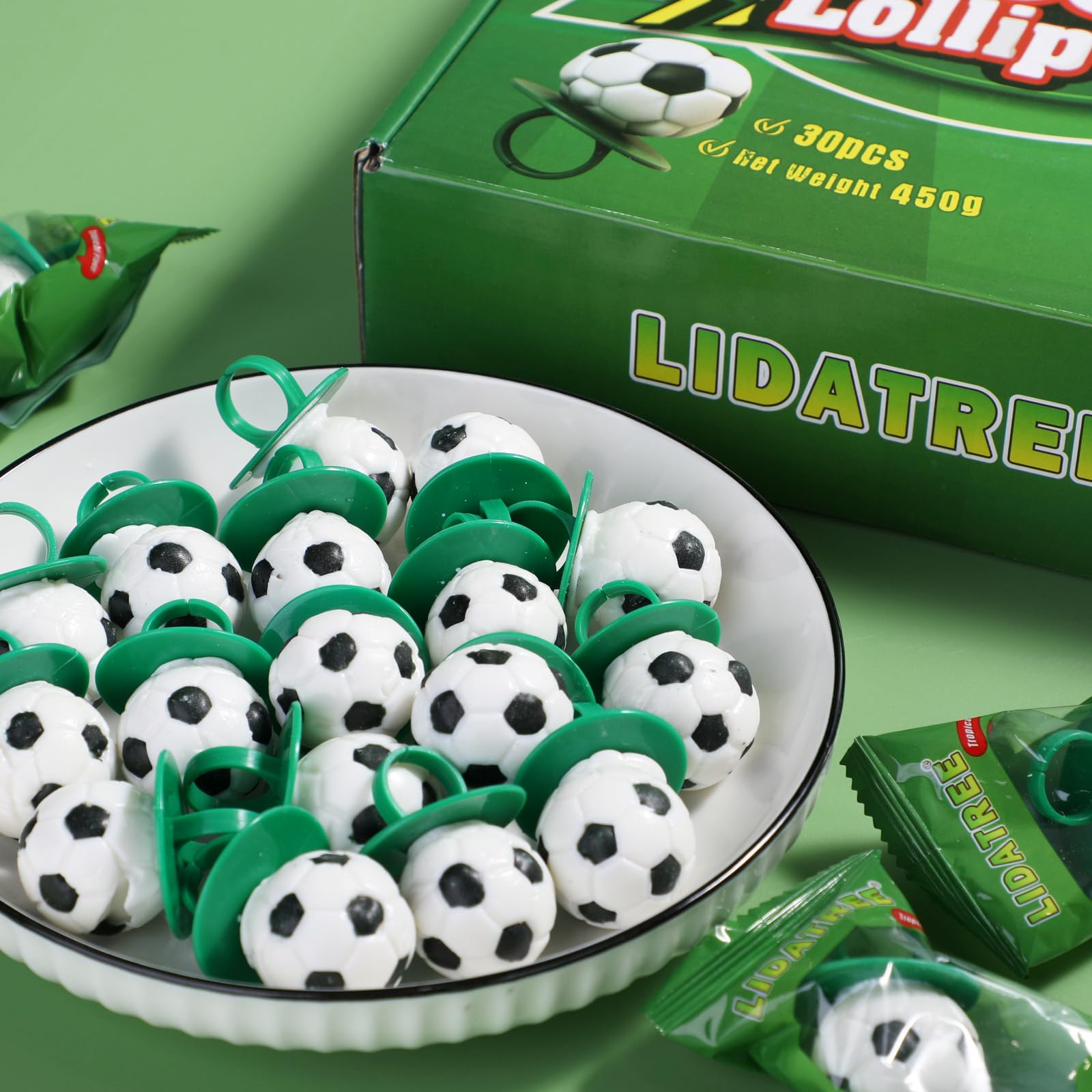 LIDATREE party table with lollipops displayed, suggesting event-ready treats