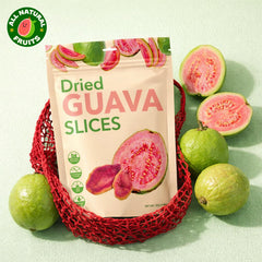 Life Plus Style Gourmet close-up of dried guava slices highlighting chewy texture