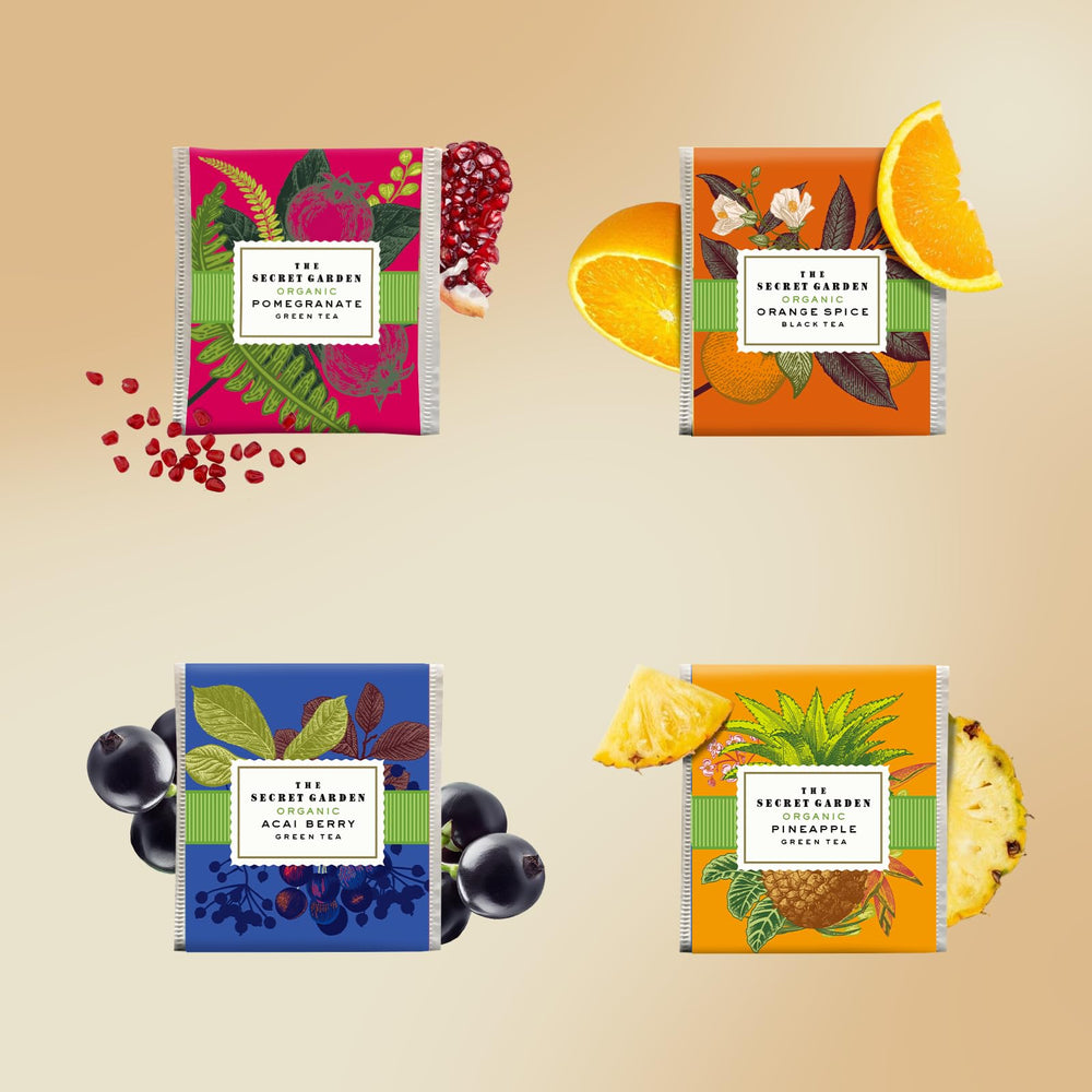 Life Plus Style Gourmet tea bags next to ruler for size and portion clarity