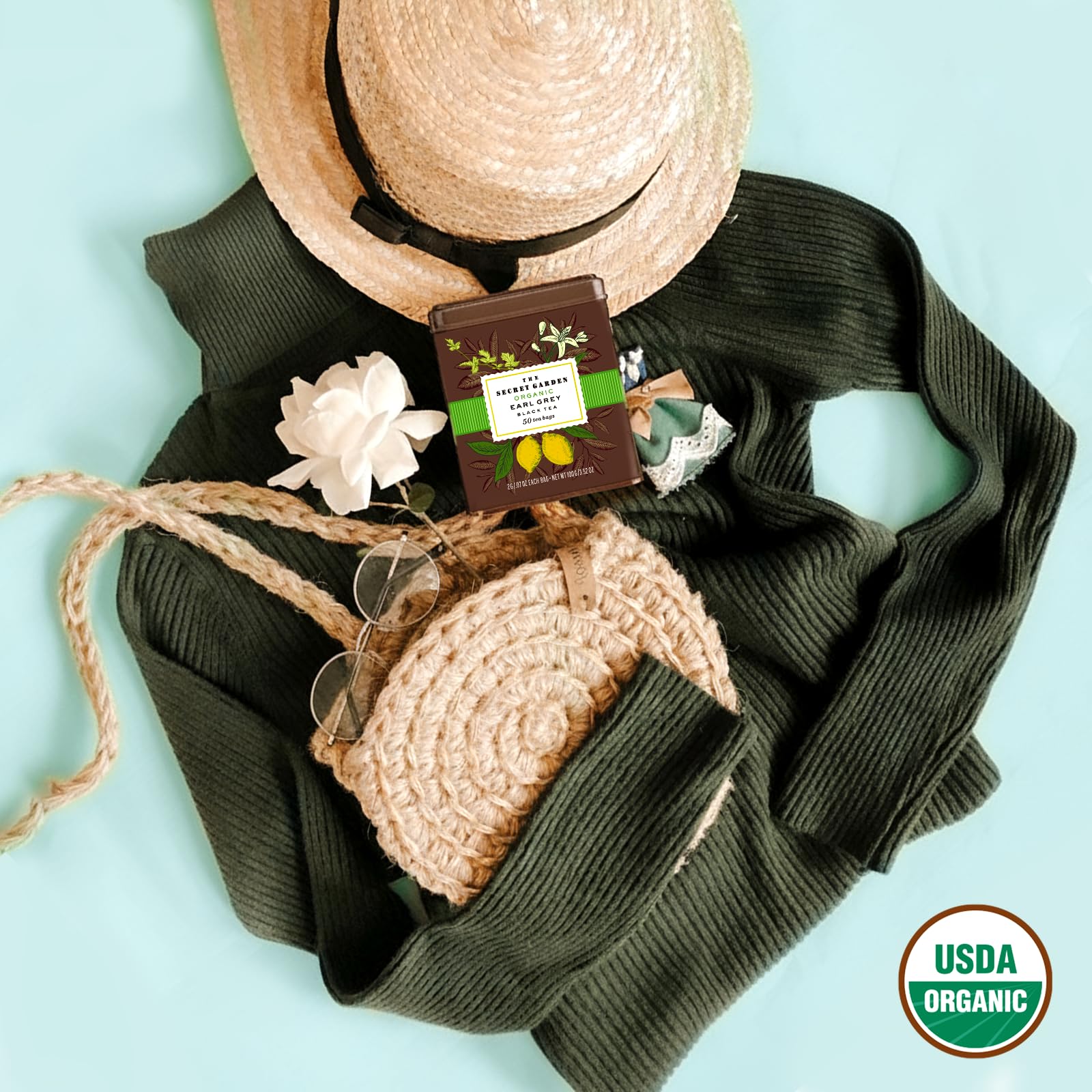 Life Plus Style Gourmet tea bag in hand showing compact travel-friendly size