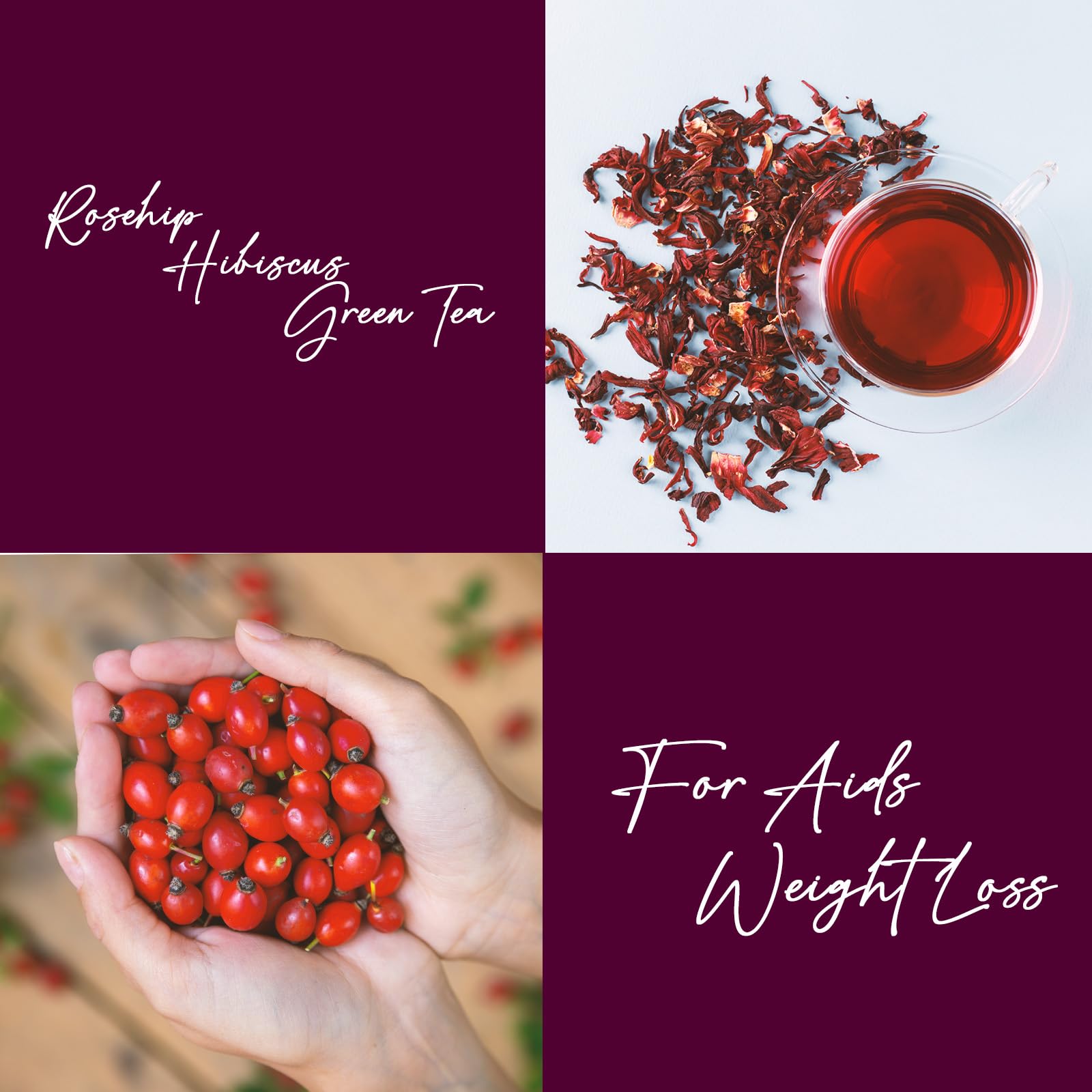 Life Plus Style Gourmet pouring steeped rosehip hibiscus green tea, illustrating rich color and refreshment