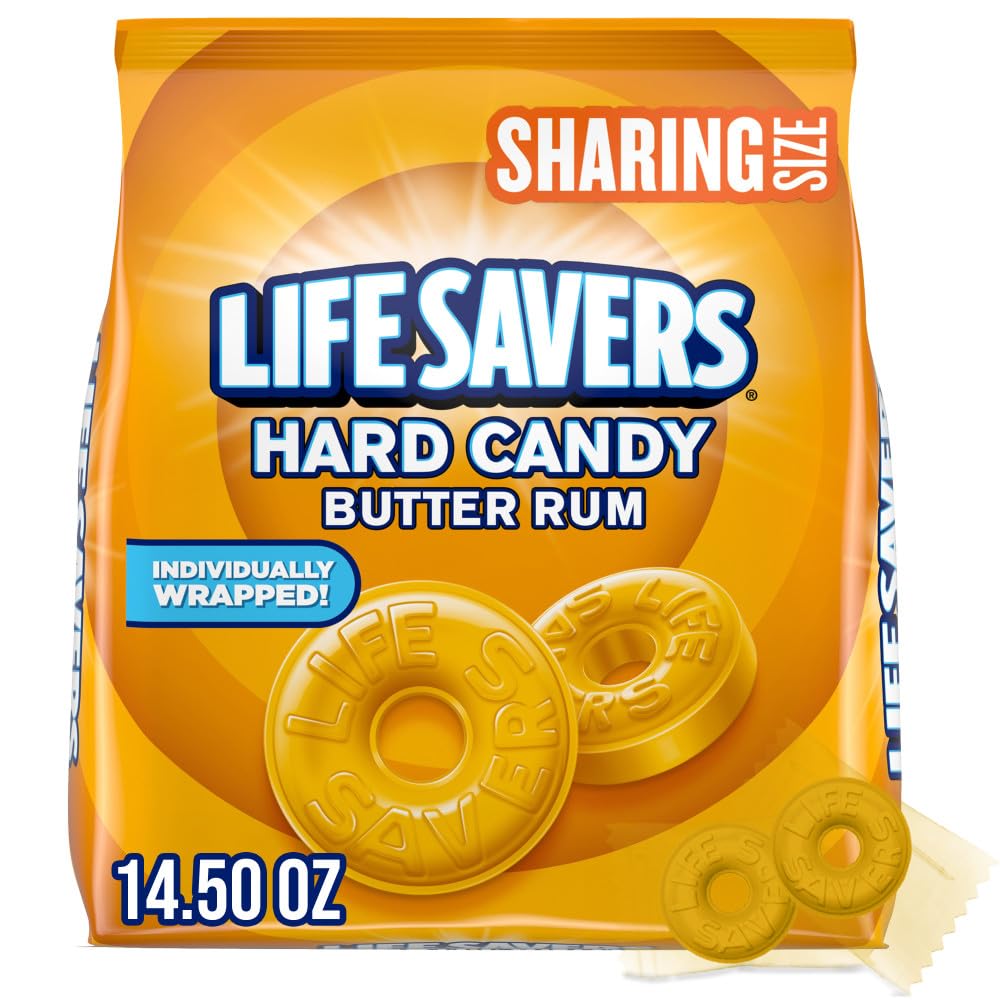 Life Savers front package showing four 14.5-ounce bags and sharing size benefits