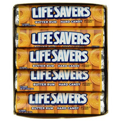 Life Savers front packaging showing butter rum rolls and clear brand label for easy identification