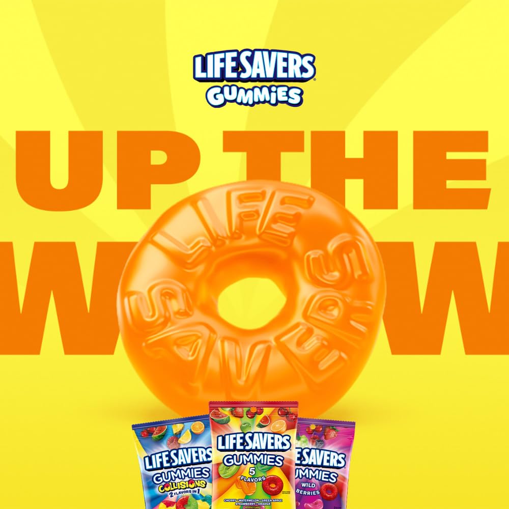 Opened Life Savers bag with rings spilling out showing easy access and portioning