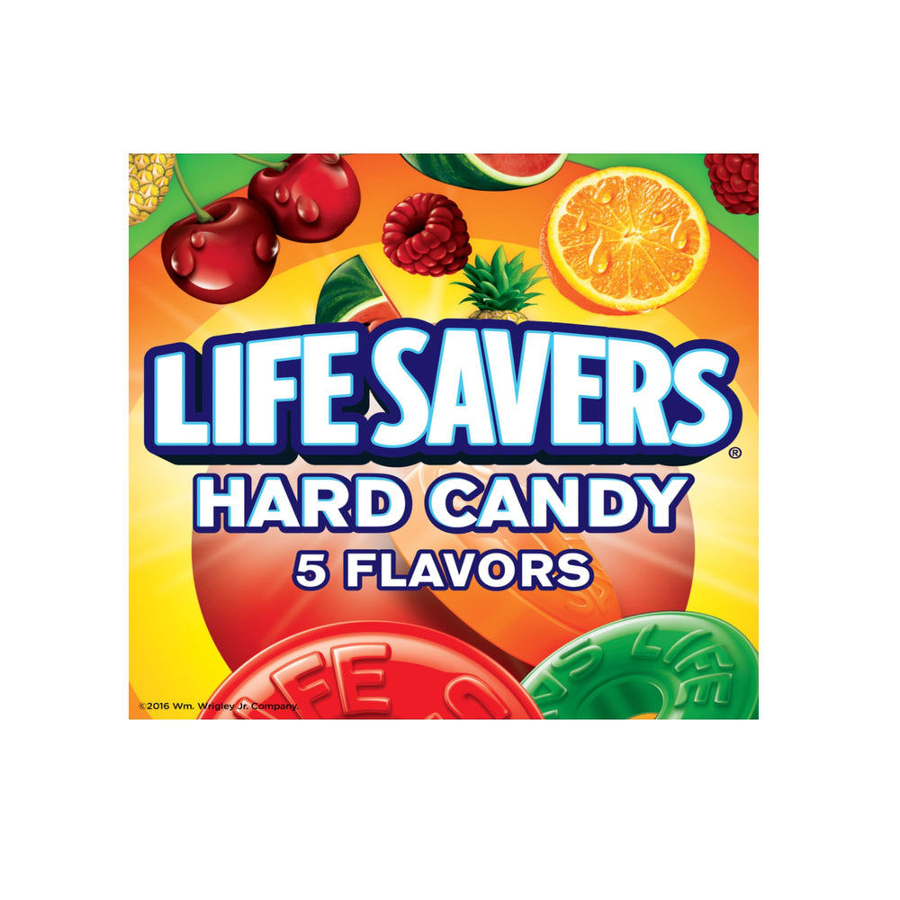 Life Savers bag next to a scale, brand clear size and bulk quantity benefit