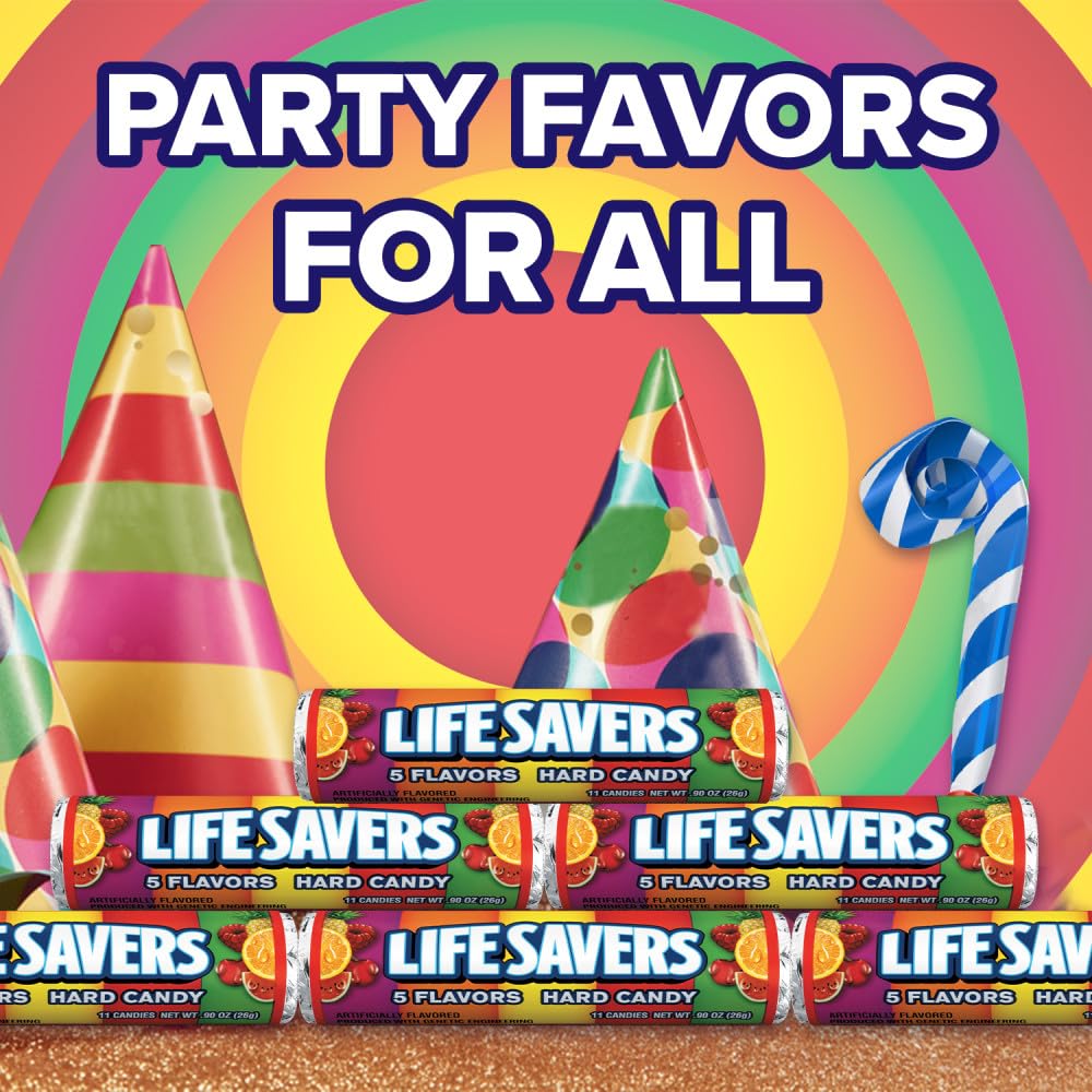 Life Savers roll in hand demonstrating size and portability for on-the-go snacking