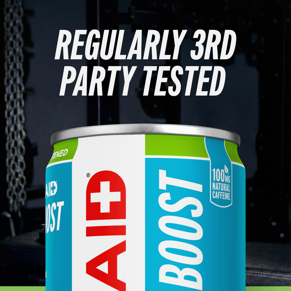 Stack of LIFEAID FOCUSAID can with ingredient card to show nootropics blend