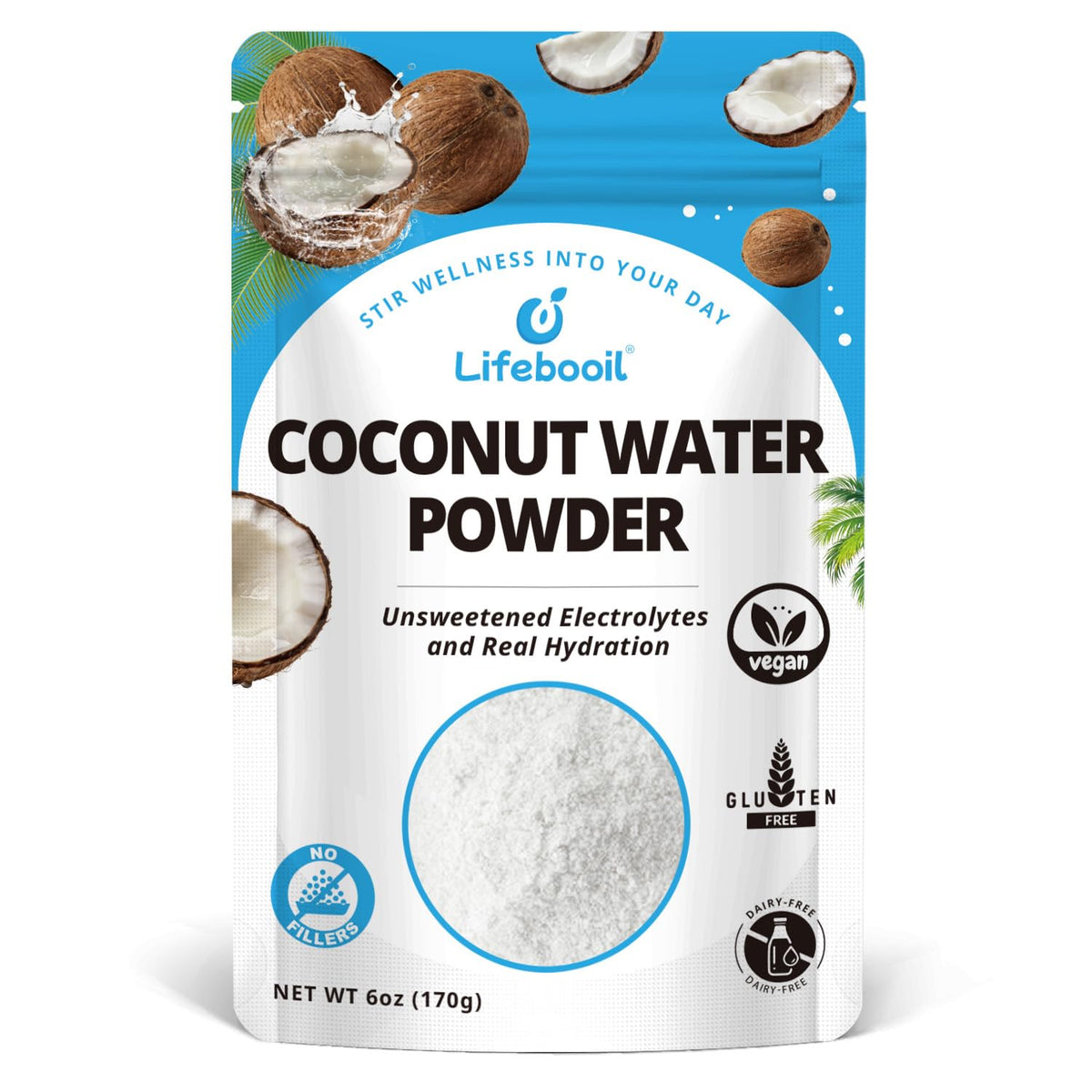 Lifebooil front packaging showing 6oz pouch and branding benefits