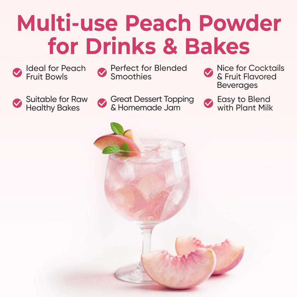Lifebooil powder dissolving in a glass for quick natural peach flavor