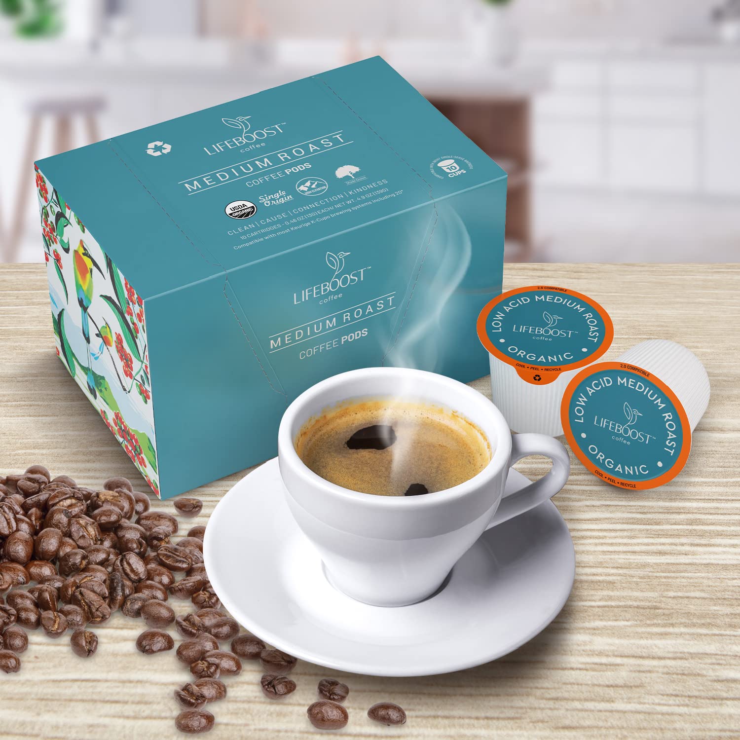 LIFEBOOST bag label highlighting USDA Organic and third-party tested certifications