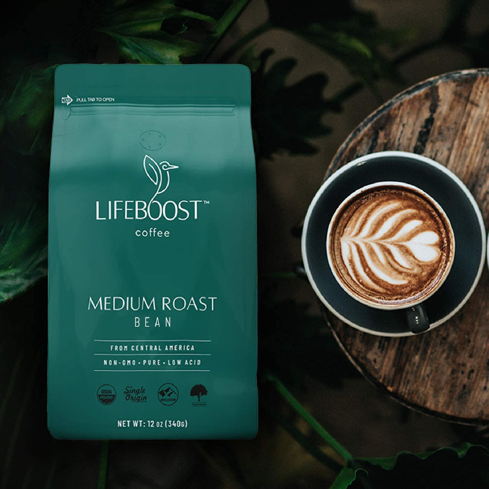 Lifeboost close-up of whole beans highlighting texture and rich color