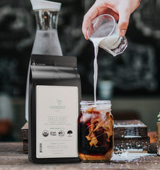 Lifeboost beans in a French press showing smooth extraction and body