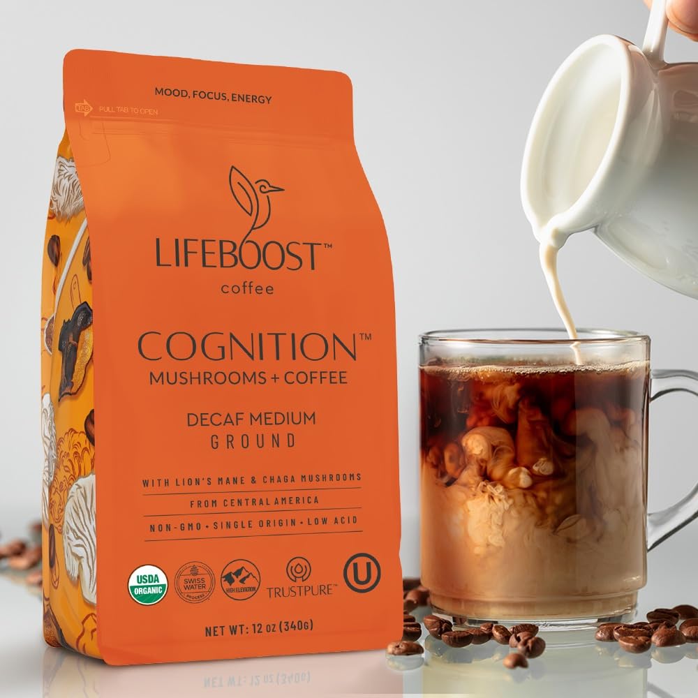 Lifeboost brewed cup top view demonstrating smooth flavor and caffeine-free ritual