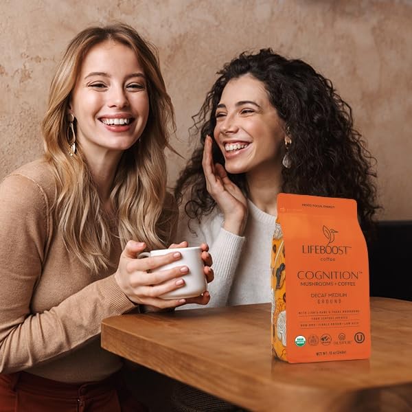 Lifeboost creamy latte texture made from decaf mushroom coffee for gentle energy