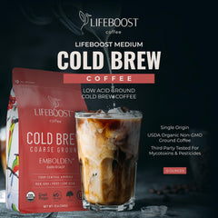 Lifeboost coarse grind close-up highlighting texture for cold brew
