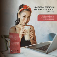 Lifeboost poured over ice showcasing bold flavor and low acidity