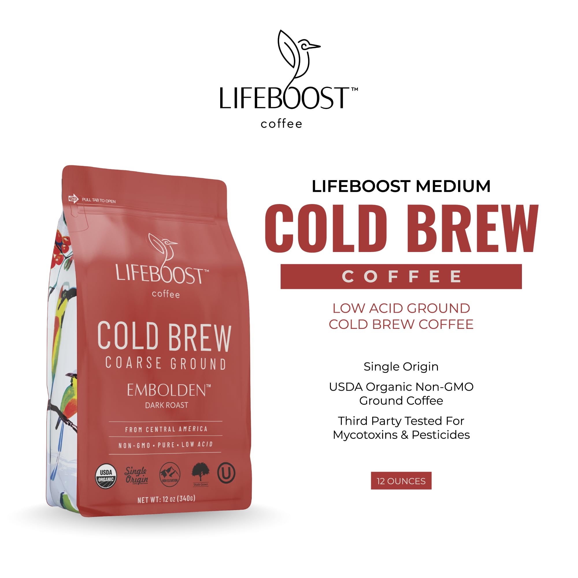 Lifeboost beside measuring scale showing 12-ounce serving convenience