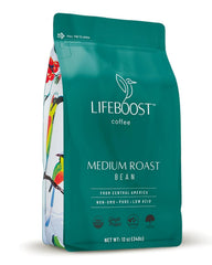 LIFEBOOST front packaging 12oz bag showing organic label and roast